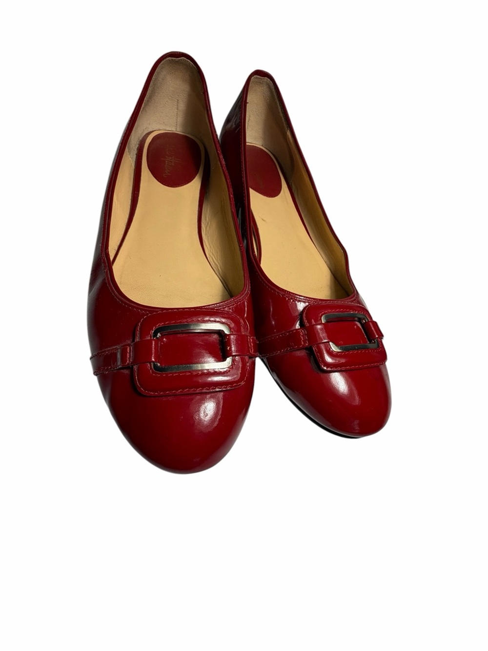 Cole Haan Red Patent Leather Slip-On Flats Buckle Detail - 9.5 - Picture 3 of 9